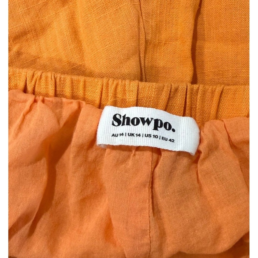 Showpo Orange Linen Blend Two Piece Set Crop Top and Shorts Womens Size 10 - Picture 4 of 6